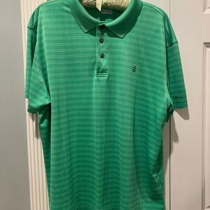 IZOD golf polo shirt lime green with white line design size XL